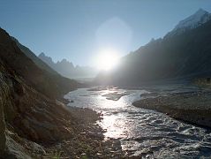 26 Sunrise Over The Baltoro Glacier And Braldu River From Just Before Paiju